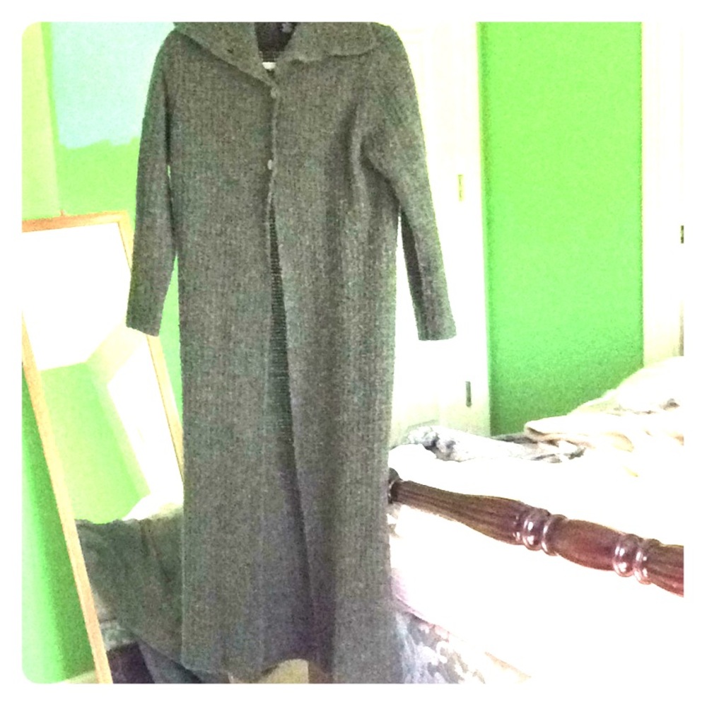 Dark Green Floor length Knit Coat